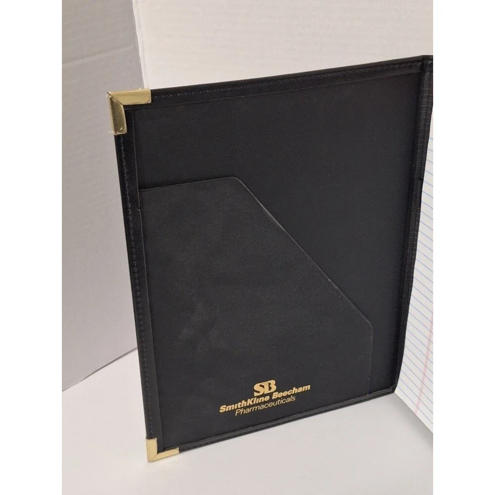 VTG Smithline Beechman Pharmaceuticals Leather Notepad Portfolio Folder Binder